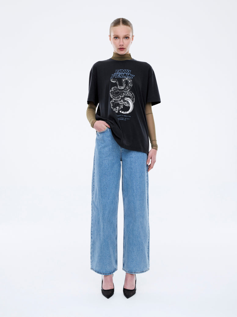 JESSIE OVERSIZED TEE PYTHON - Vintage Black