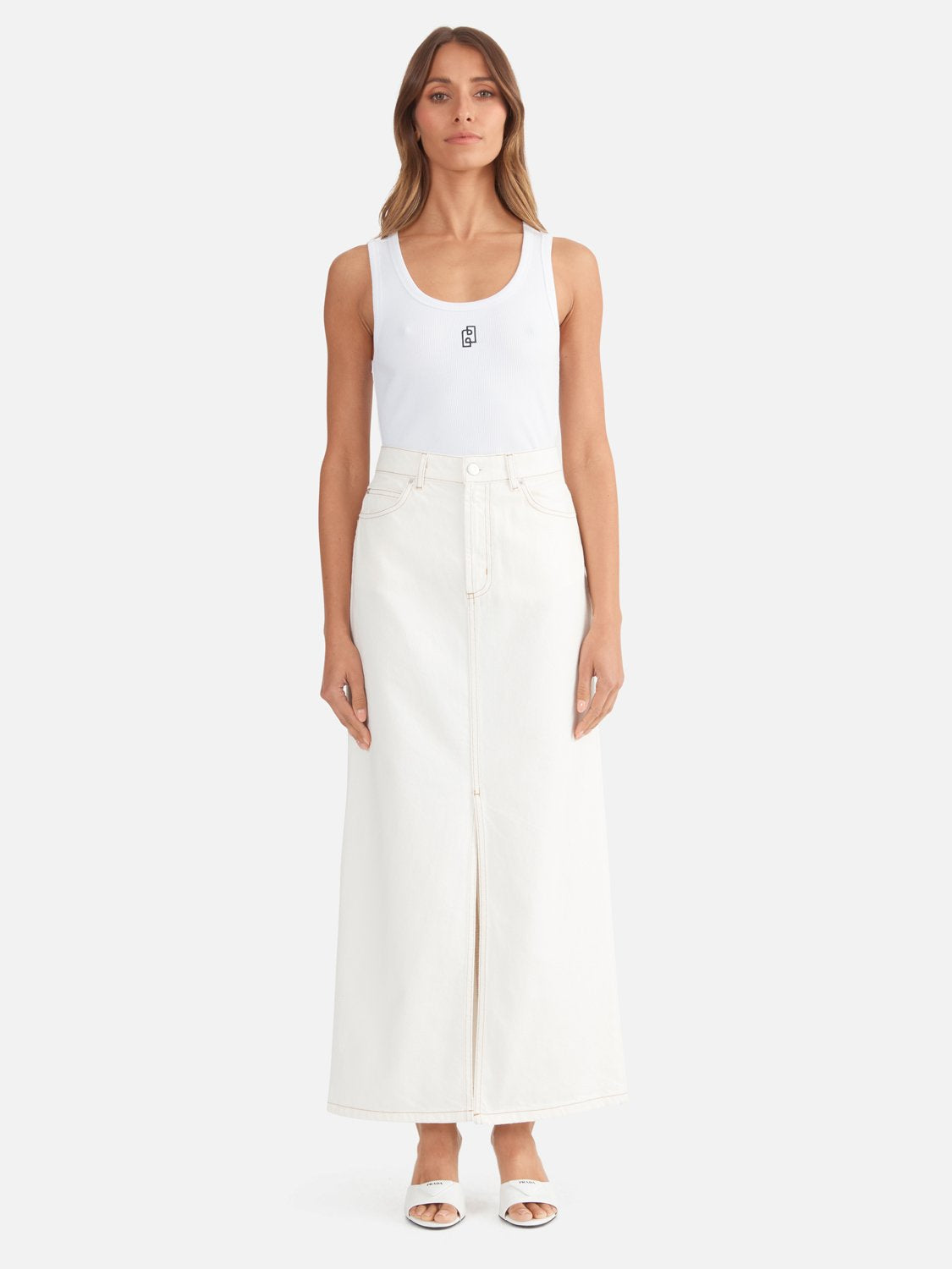 Natalie Denim Skirt - Soft White