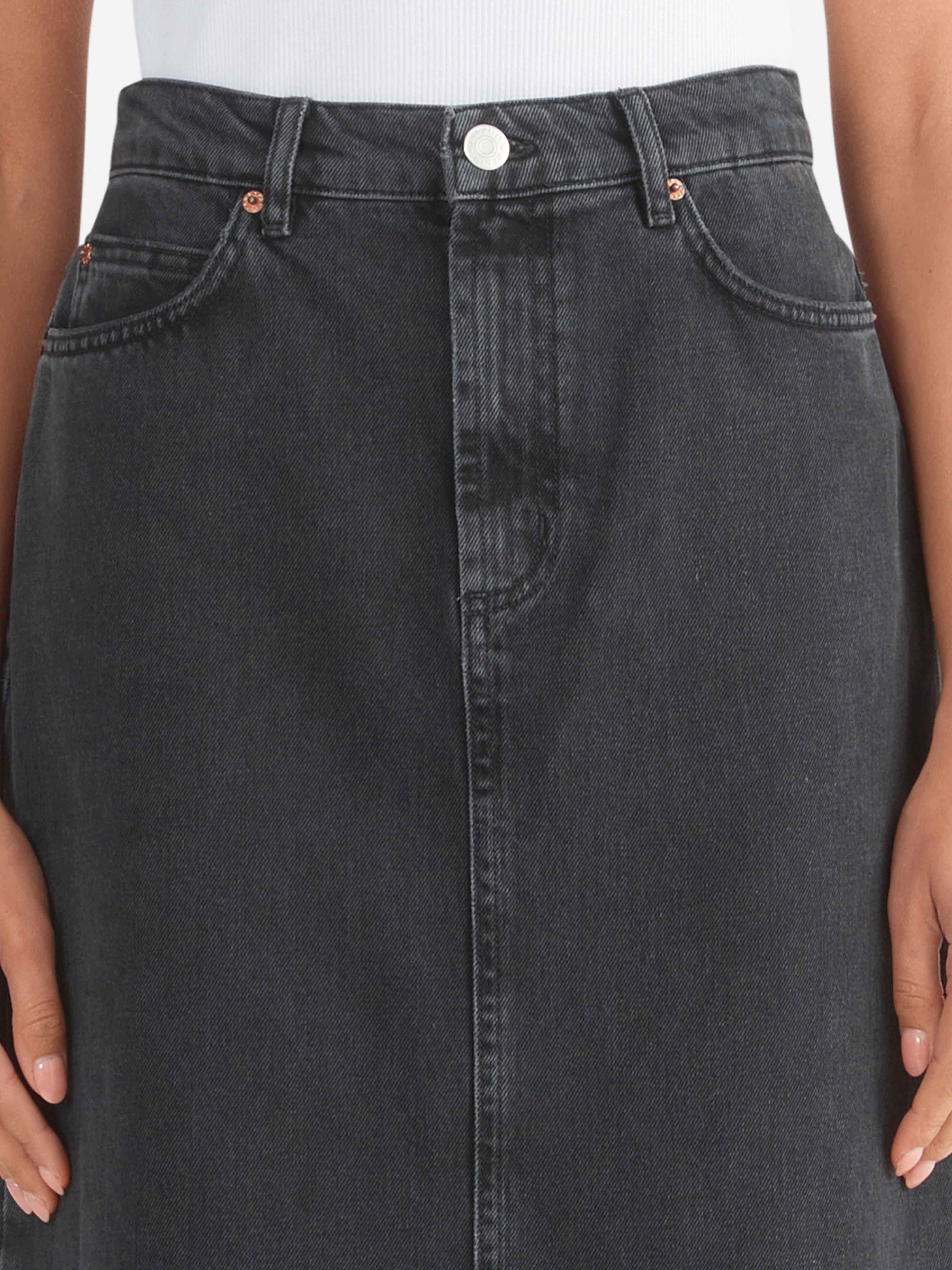 Natalie Denim Skirt - Washed Black Rigid