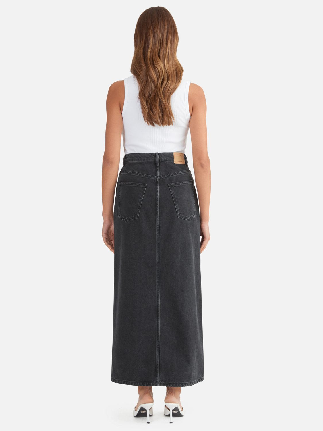 Natalie Denim Skirt - Washed Black Rigid