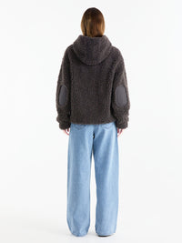 GRACIE FAUX FUR HOODIE - Charcoal