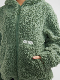 GRACIE FAUX FUR HOODIE - Olive
