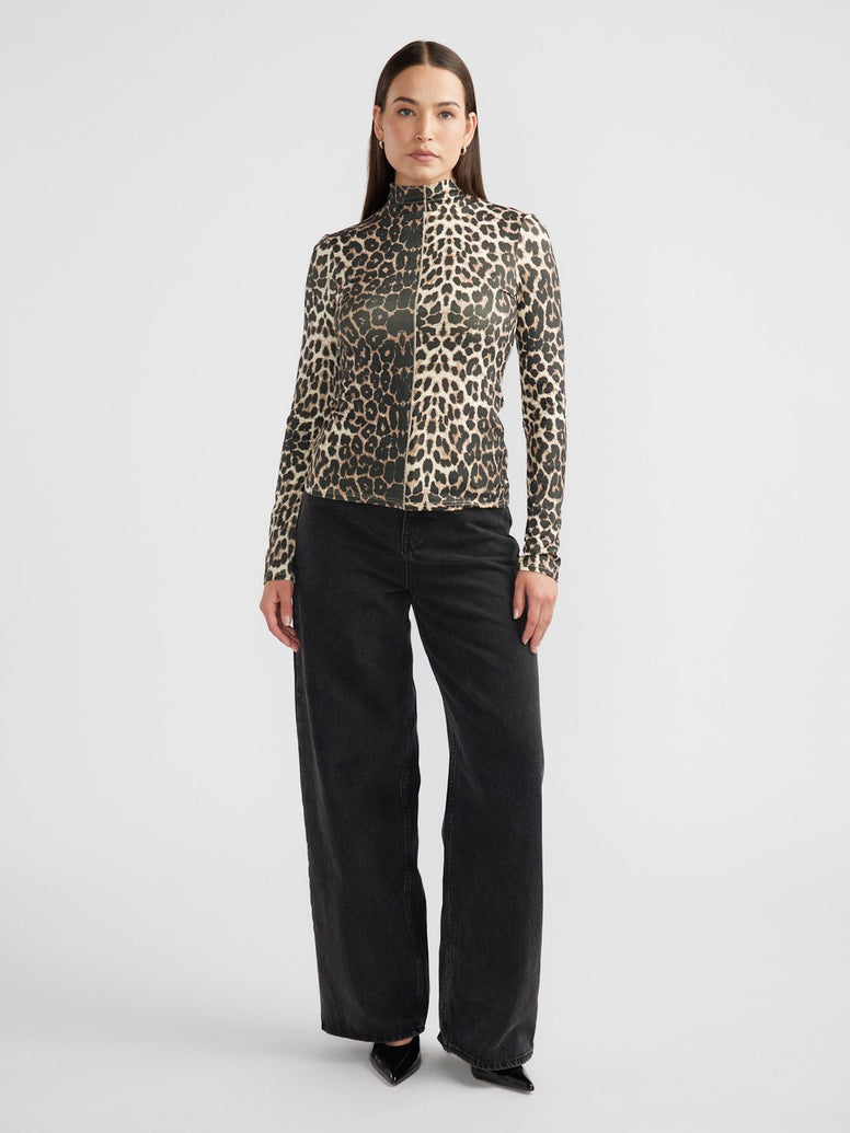 SURI LONGSLEEVE TOP - Leopard Print