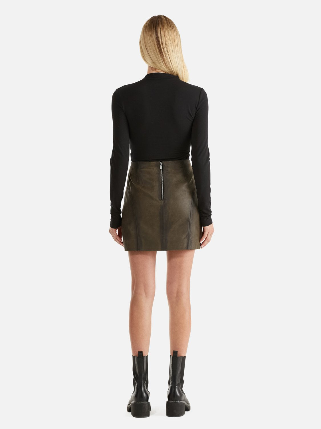 Stevie Worn Leather Skirt - Worn Cocoa