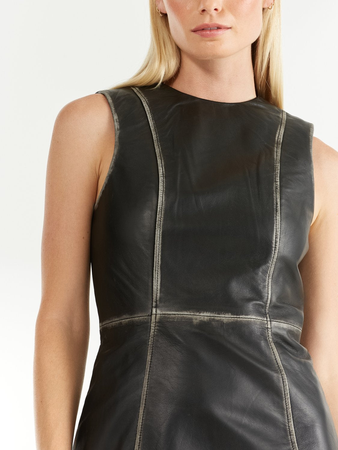 Billie Leather Dress - Black/Birch