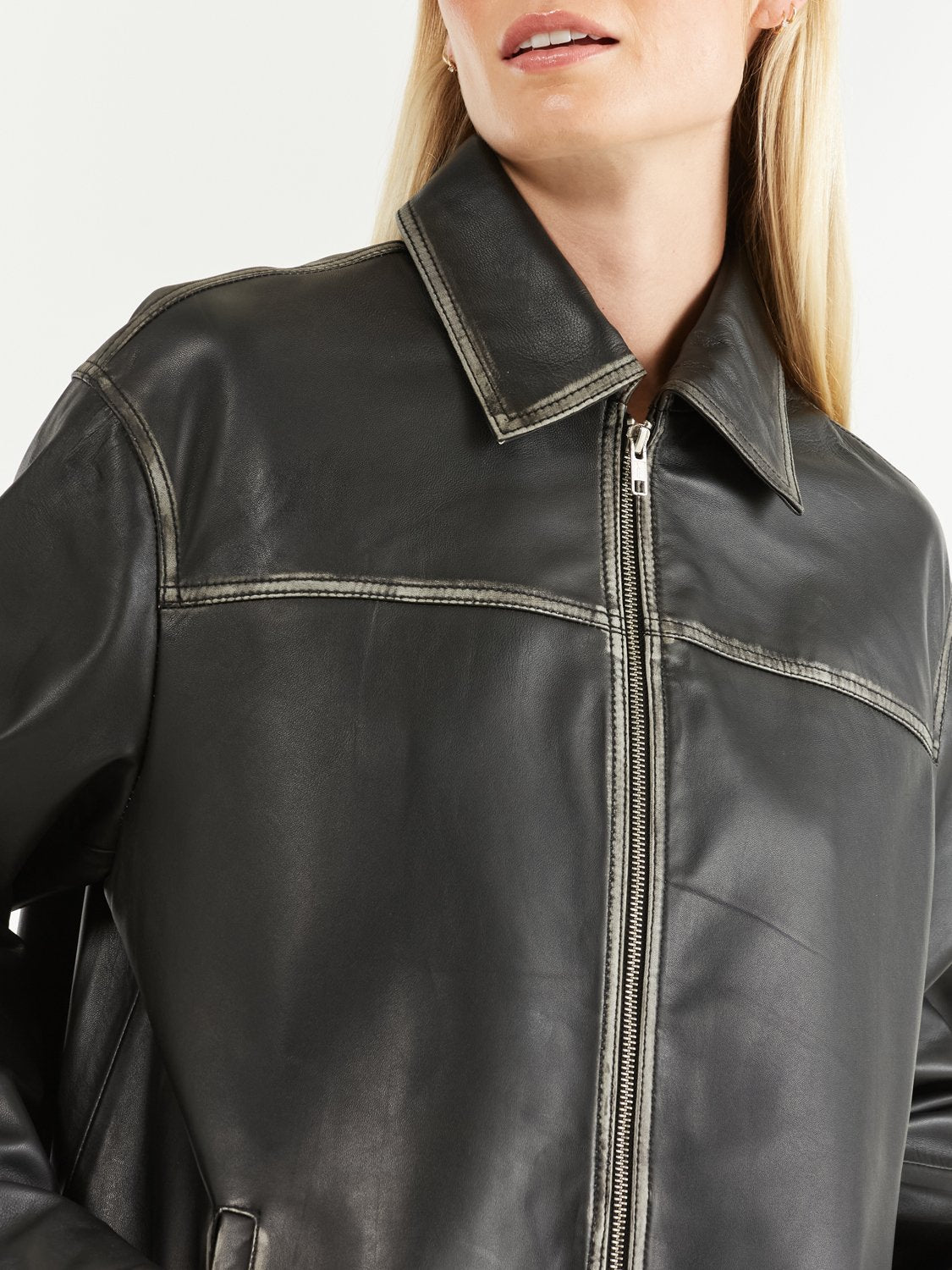 Billie Leather Jacket - Black/Birch