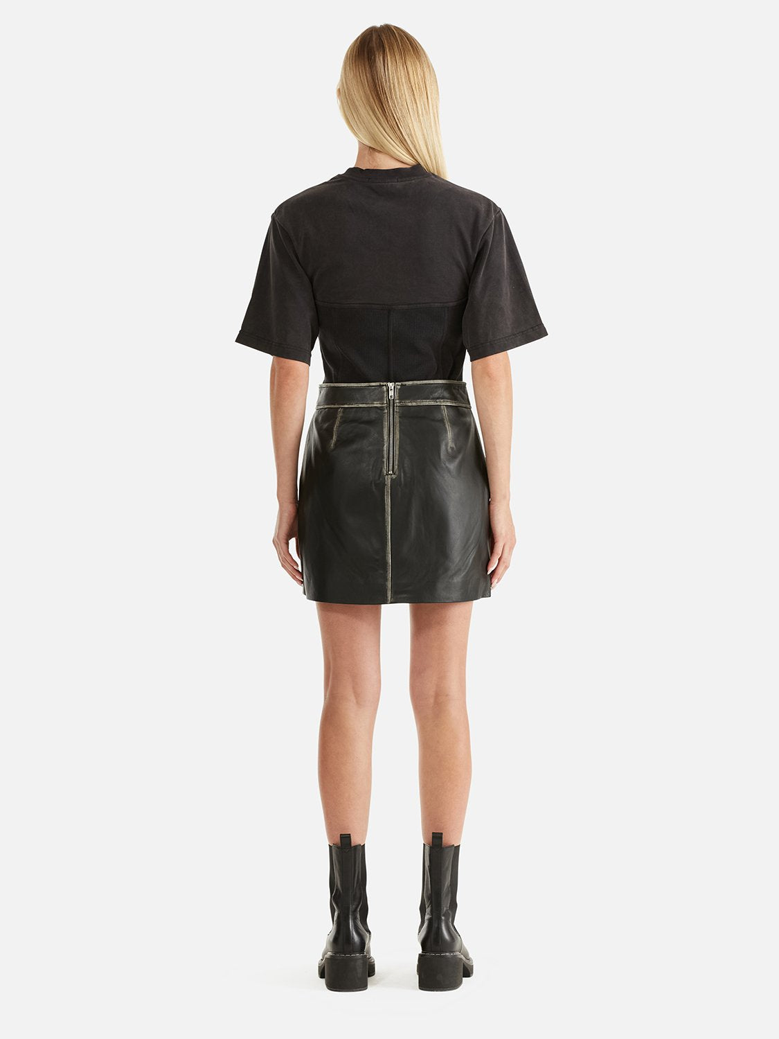 Billie Leather Skirt - Black/Birch