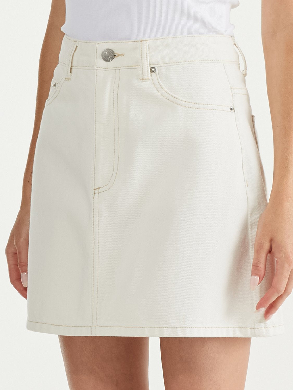 A line denim skirt mini best sale