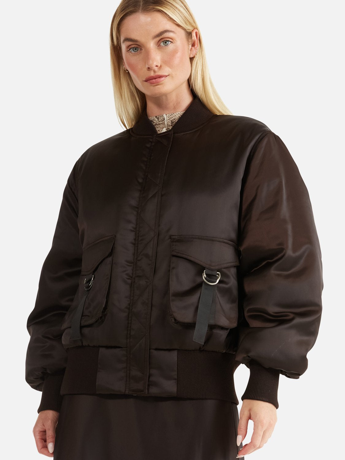 Isy Satin Bomber - Mocha