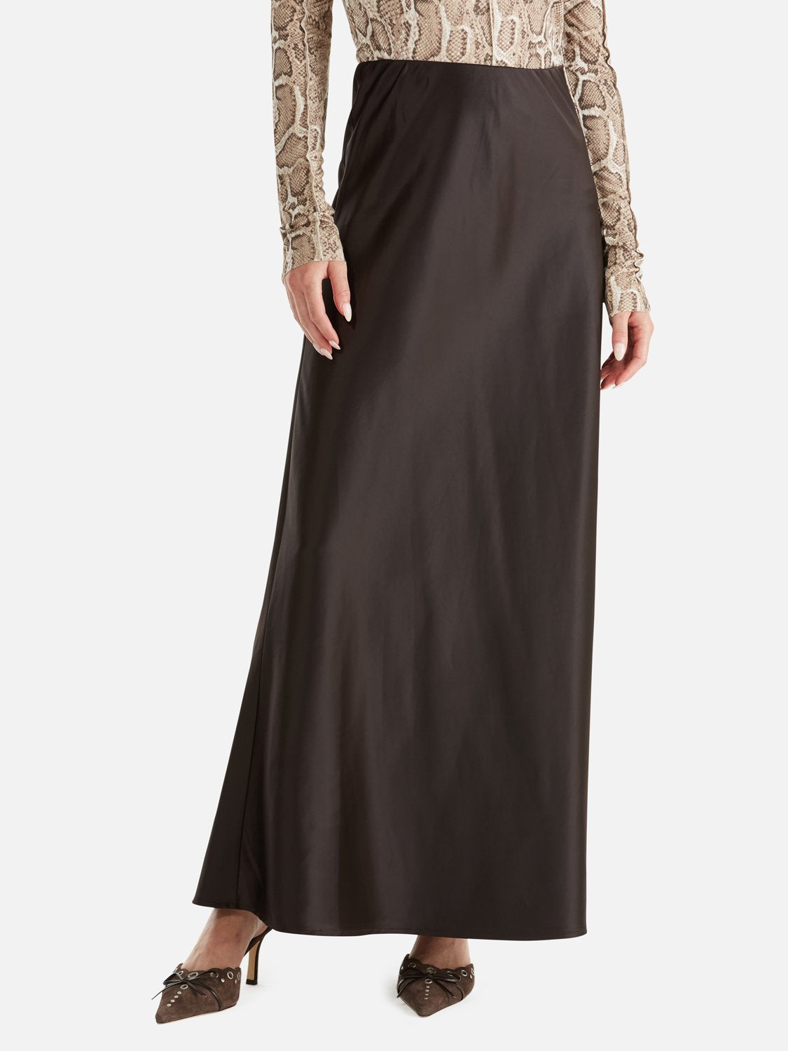 Isy Satin Skirt - Mocha