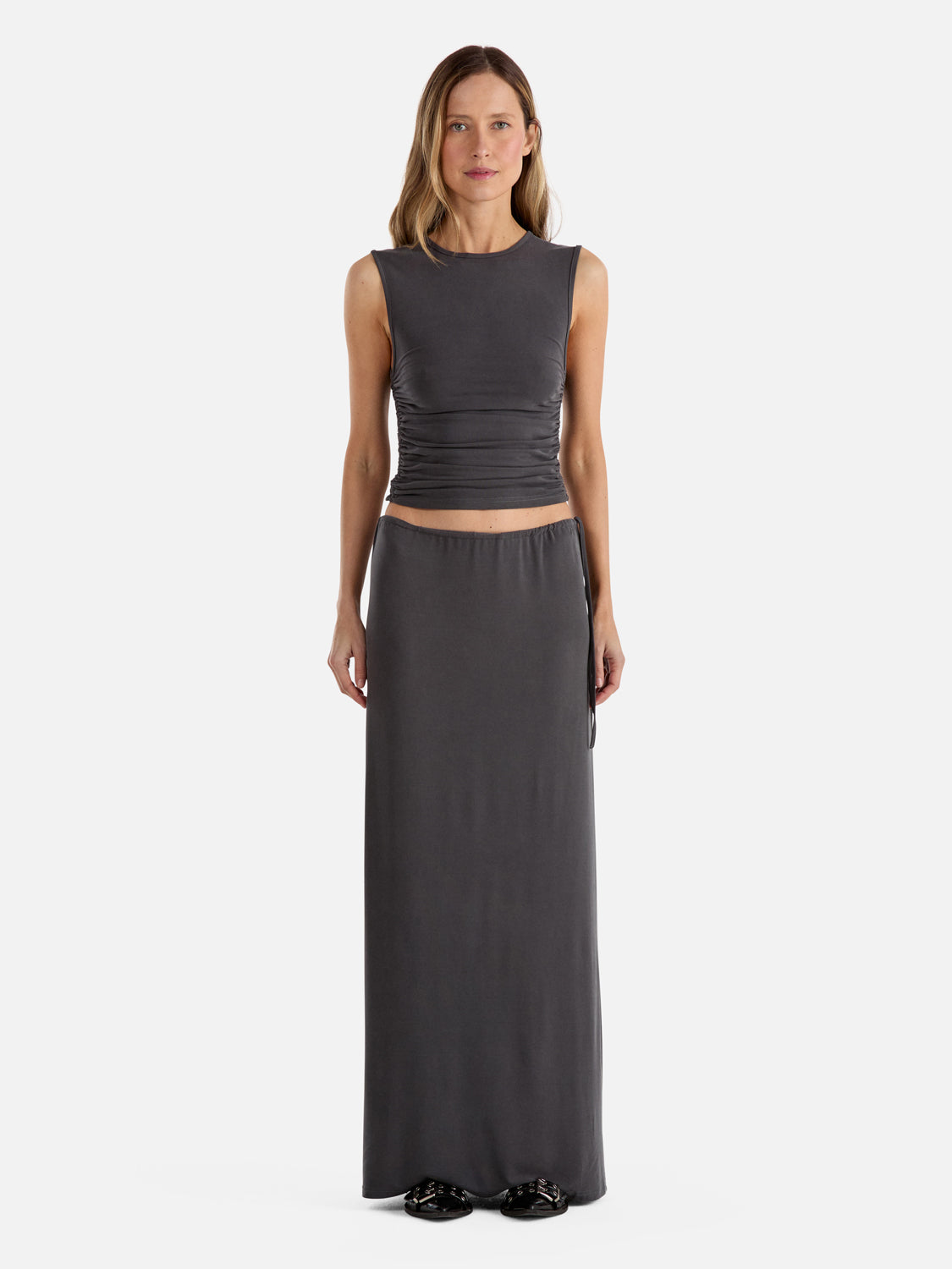 Sophia Crop Tank - Charcoal