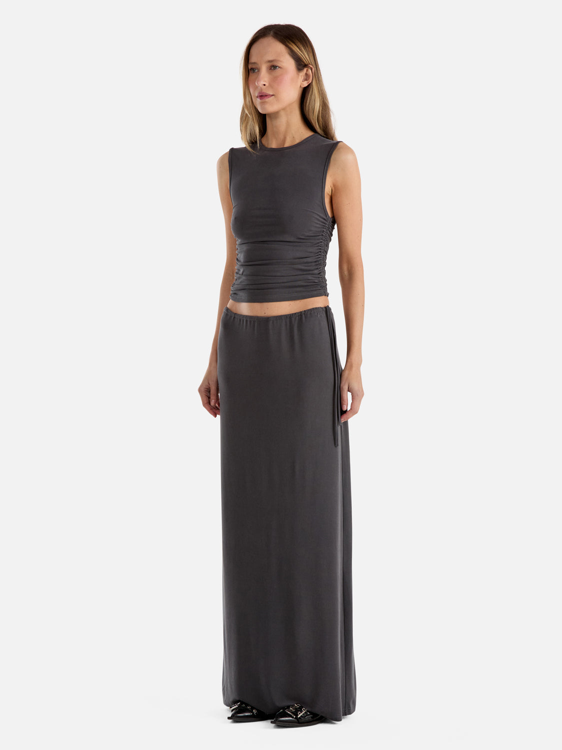 Sophia Crop Tank - Charcoal