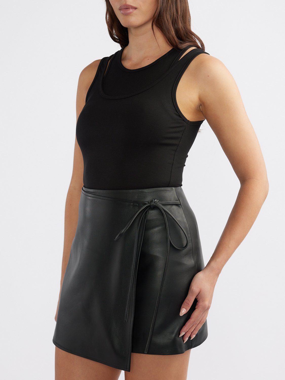 MELISSA LEATHER SKIRT - Black