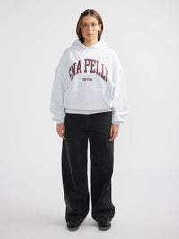 VARSITY HOODIE - White Marle / Cherry