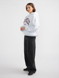 VARSITY HOODIE - White Marle / Cherry