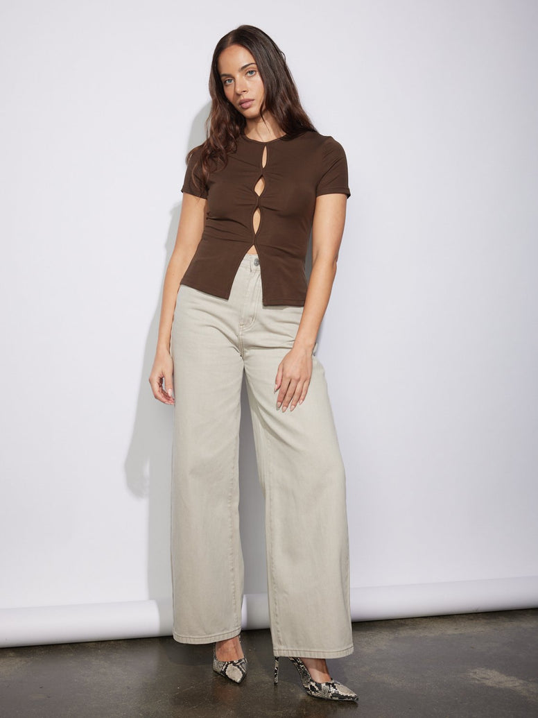 RYAN SHORT SLEEVE TOP - Chocolate