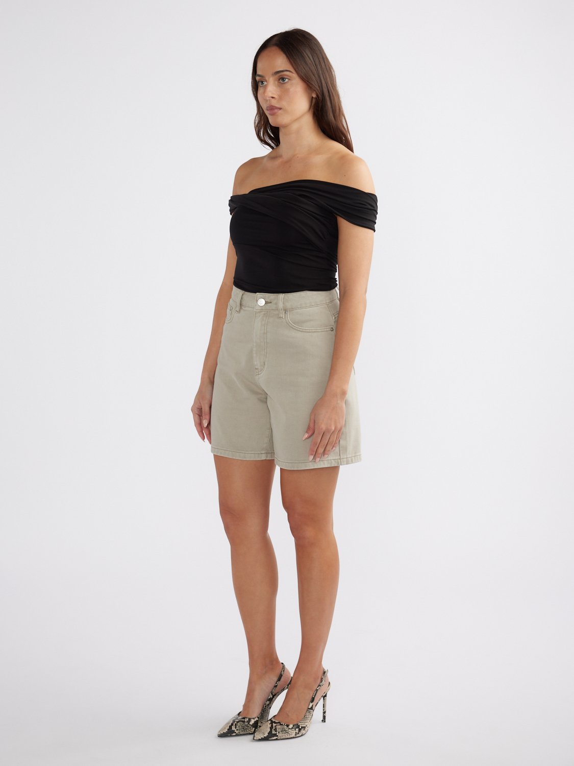 MINDY DENIM SHORT - Stone