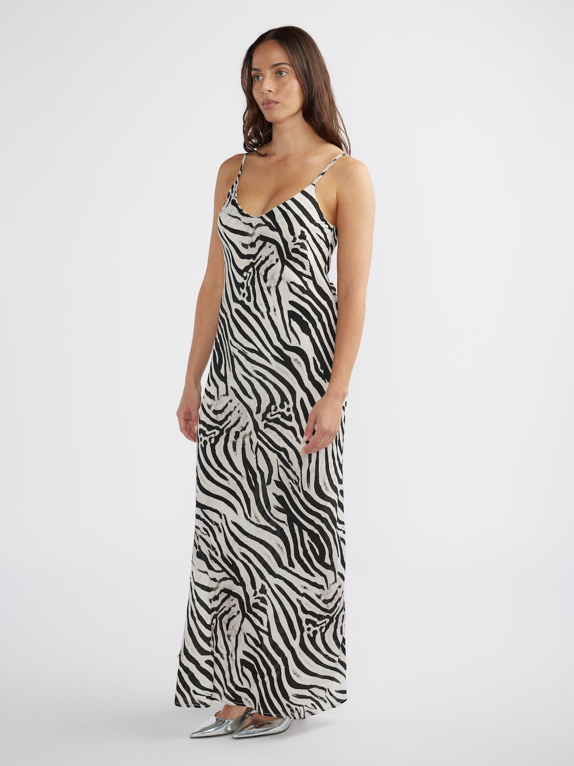 MORGAN SLIP DRESS - Monotone Zebra