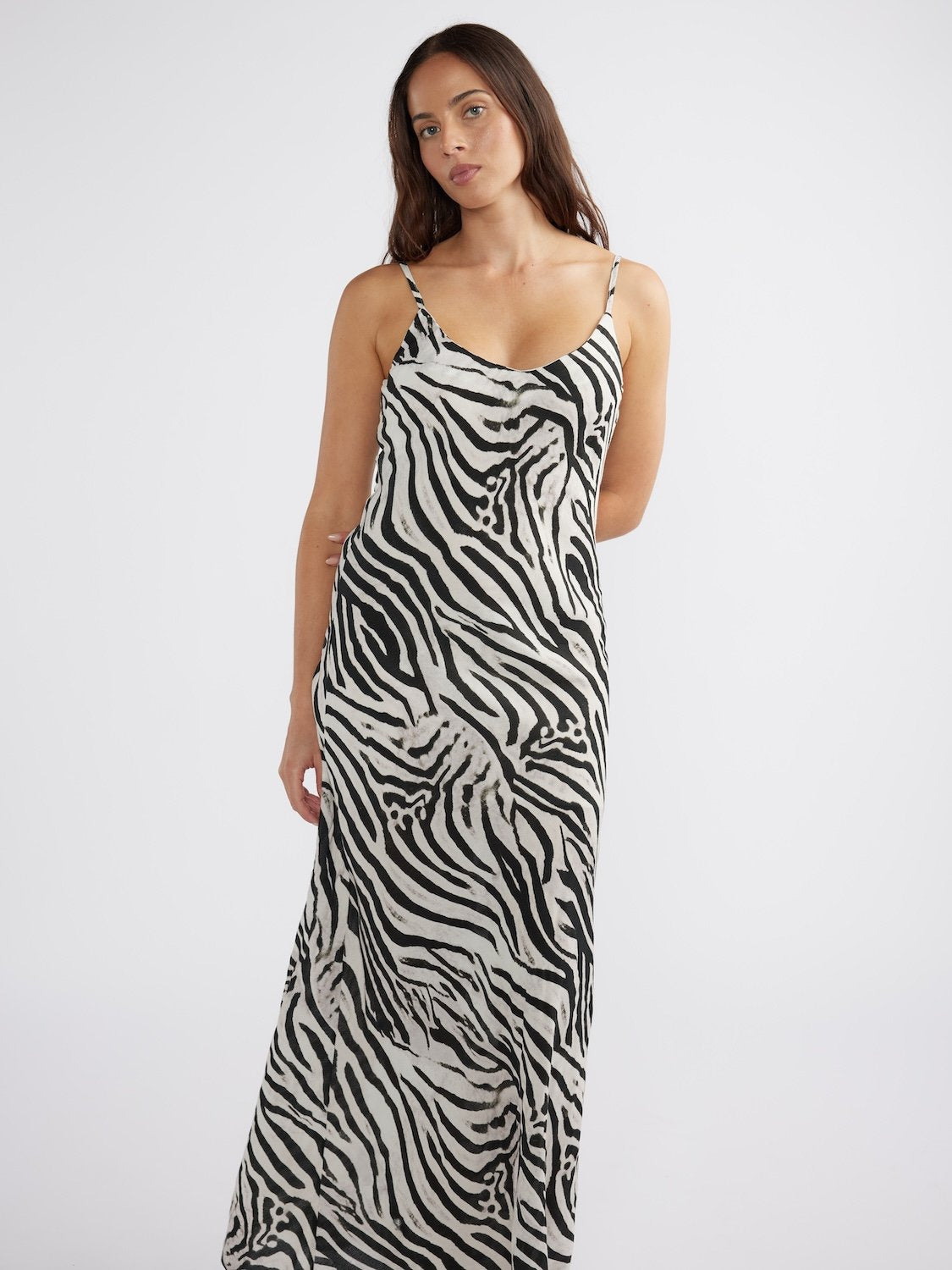 MORGAN SLIP DRESS - Monotone Zebra