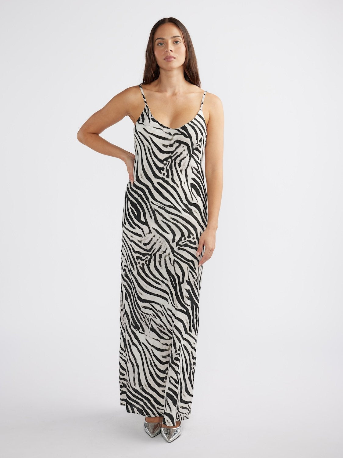 MORGAN SLIP DRESS - Monotone Zebra