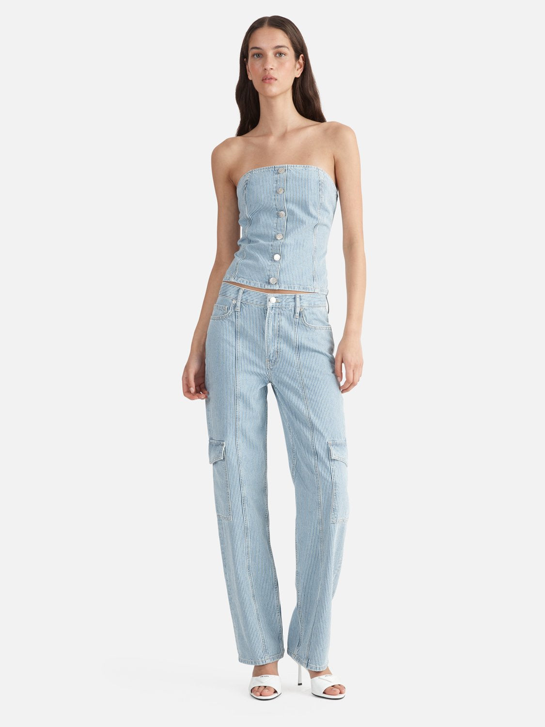 Diana Denim Utility Pant - Ice Blue Stripe