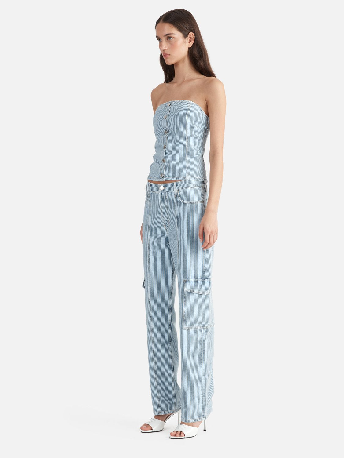 Diana Denim Utility Pant - Ice Blue Stripe