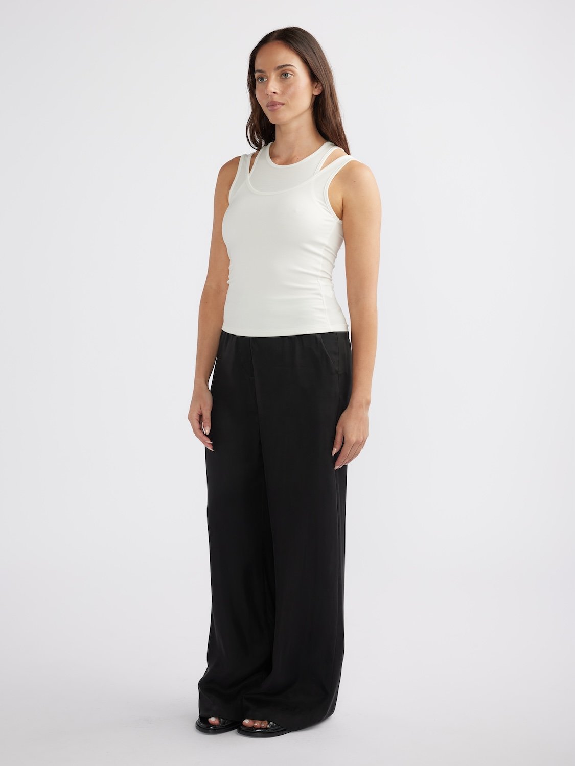 EVIE LAYERED RIB TANK - White