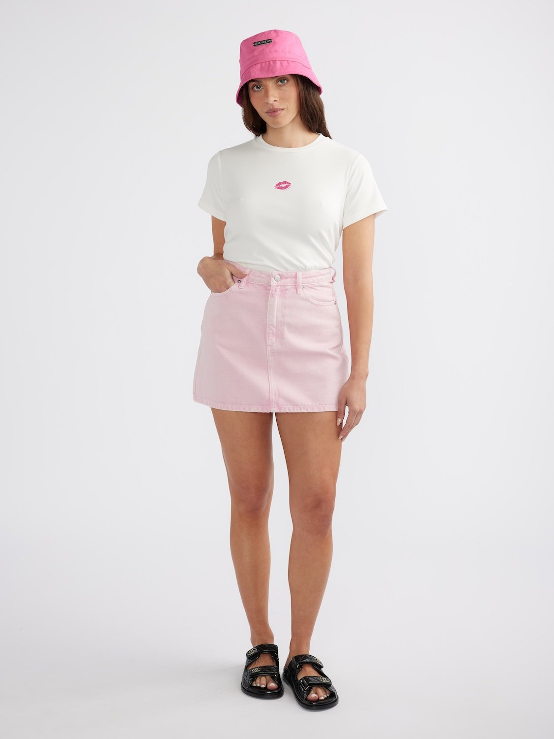 CP DENIM SKIRT - Washed Pink