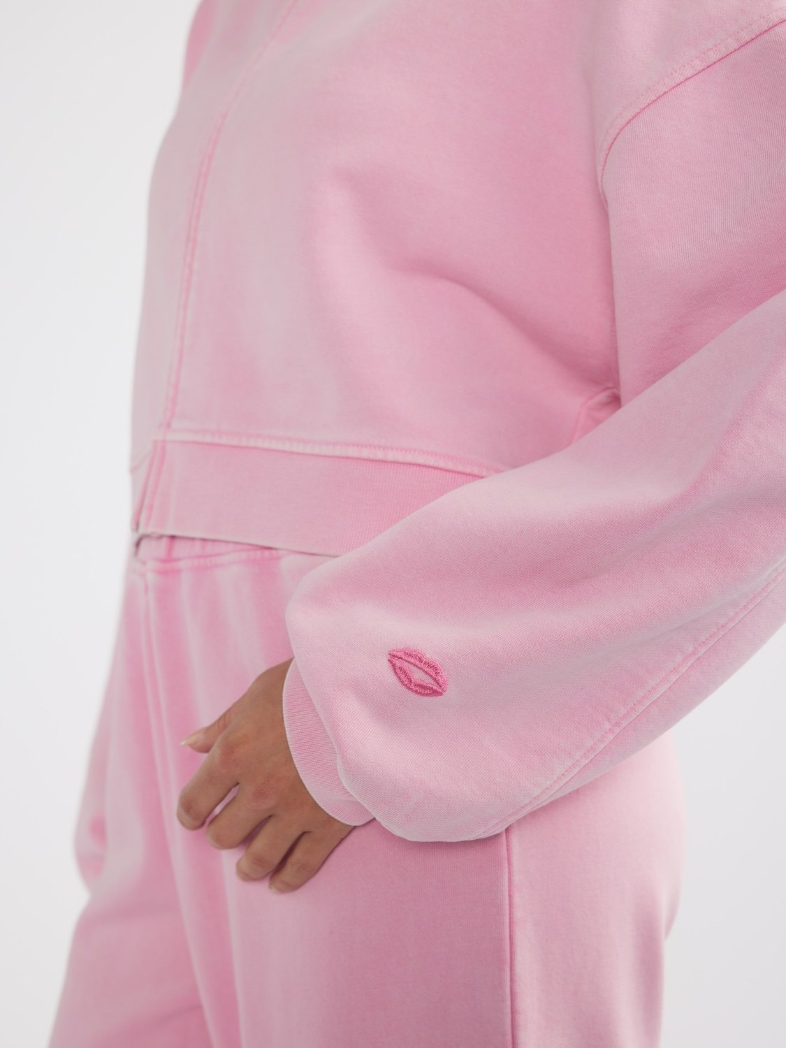 CP CROPPED ZIP THRU - Washed Pink