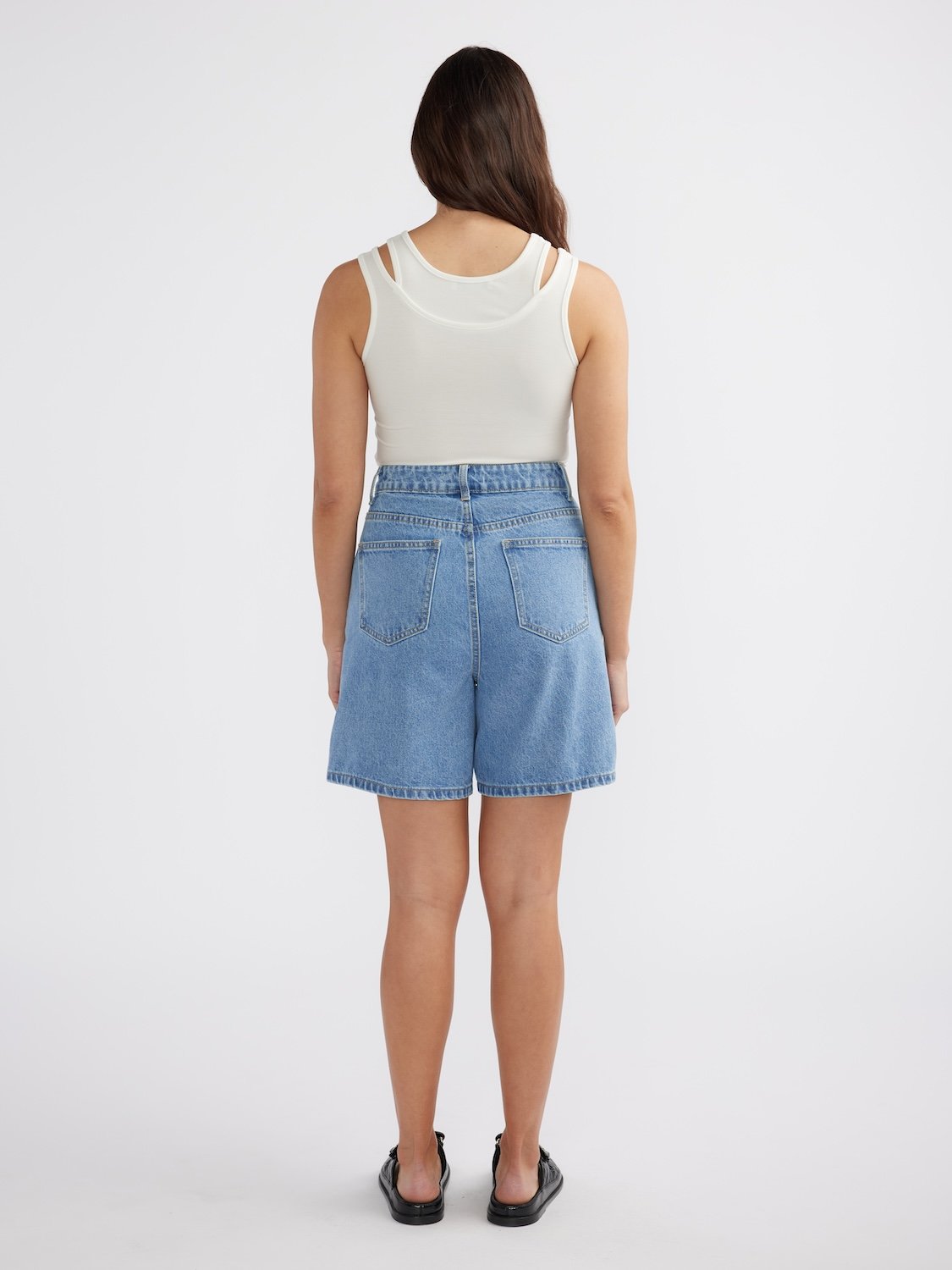 REESE DENIM SHORT -Mid Blue Wash