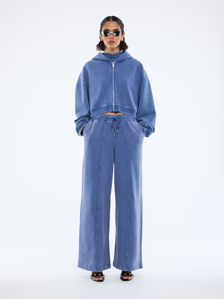 TIA CROPPED ZIP JACKET - Indigo Wash
