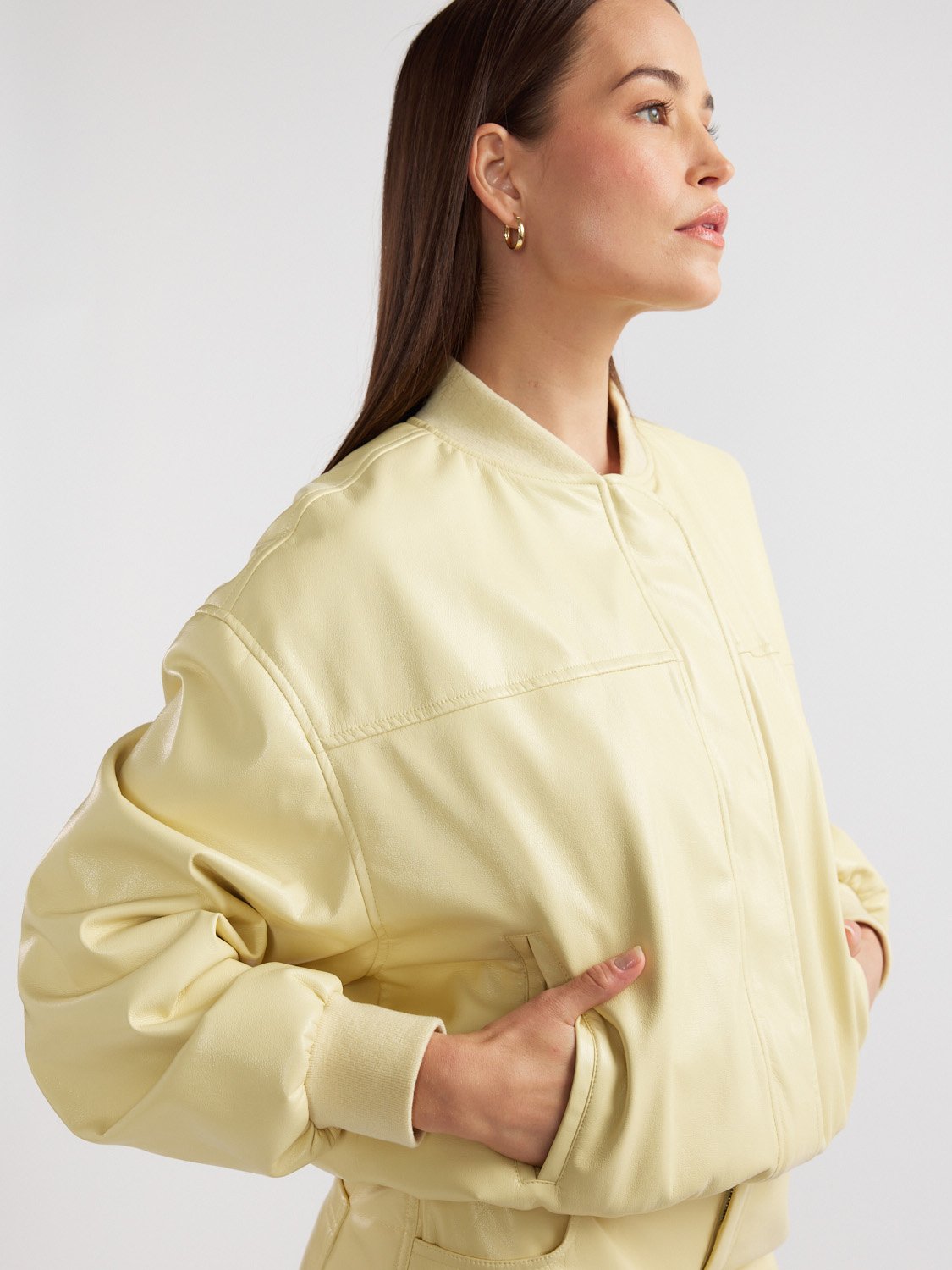 OLIVIA LONGLINE BOMBER JACKET - Panacotta