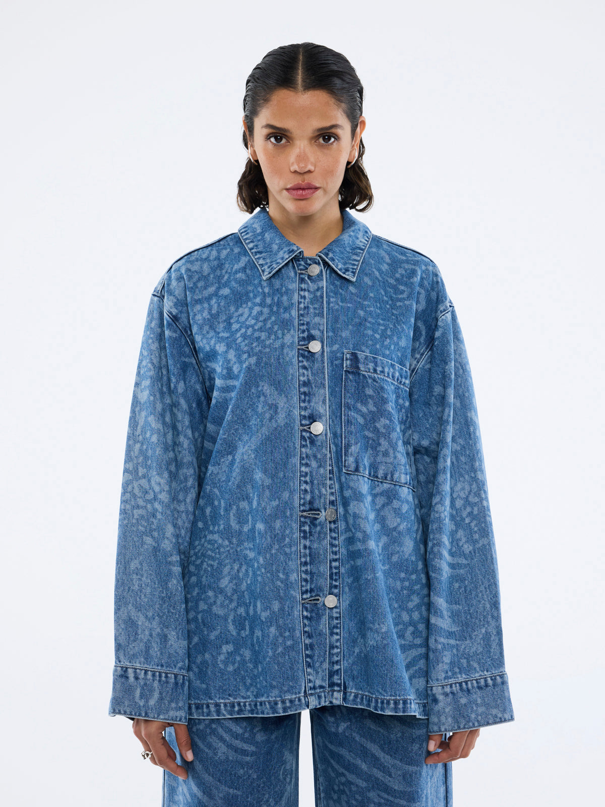 LISA DENIM SHIRT - Blue Mixed Animal