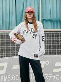 SCRIPT JERSEY LONG SLEEVE TEE - White