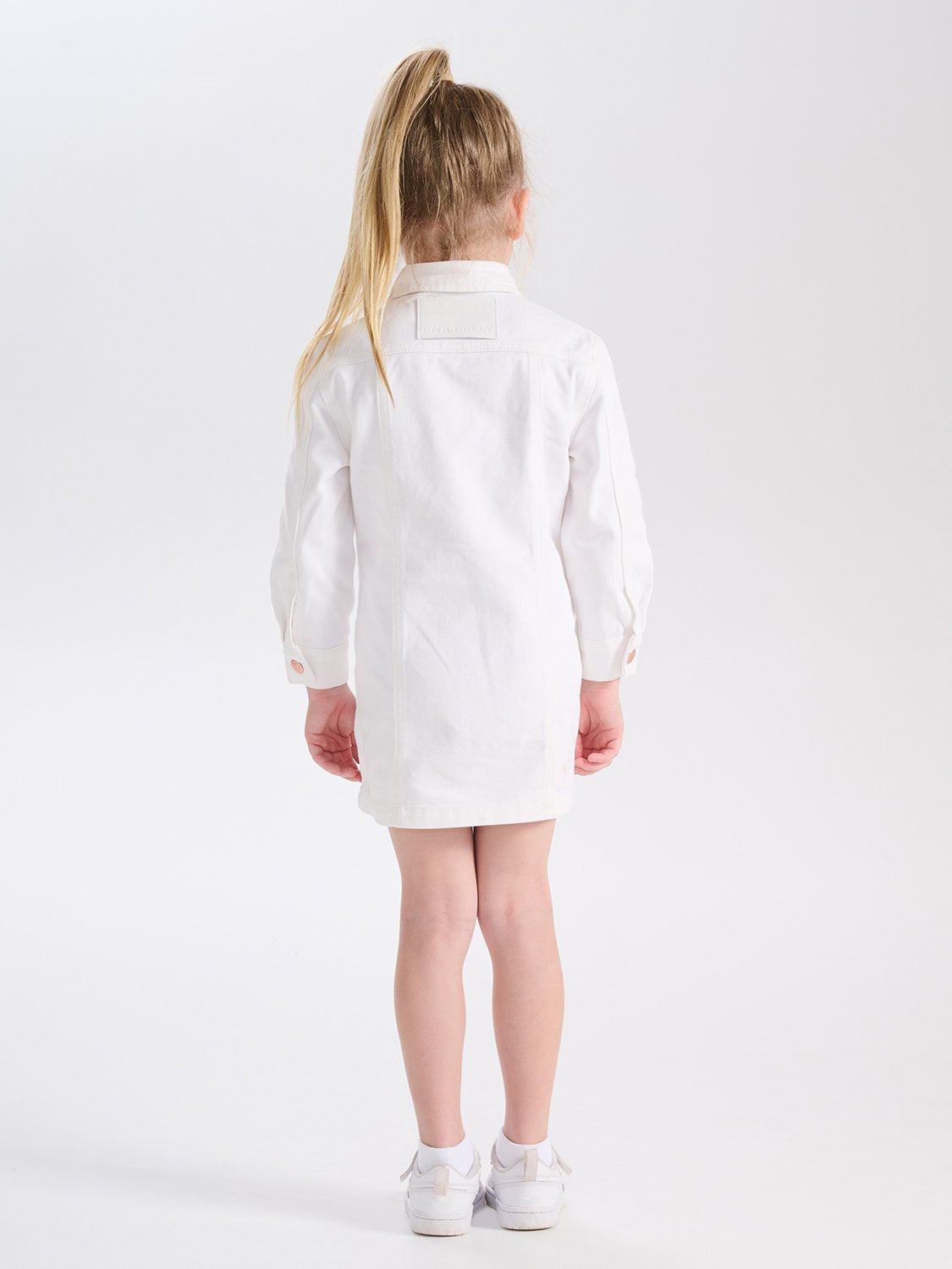 Kids - Monique Long Sleeve Denim Dress - Bright White