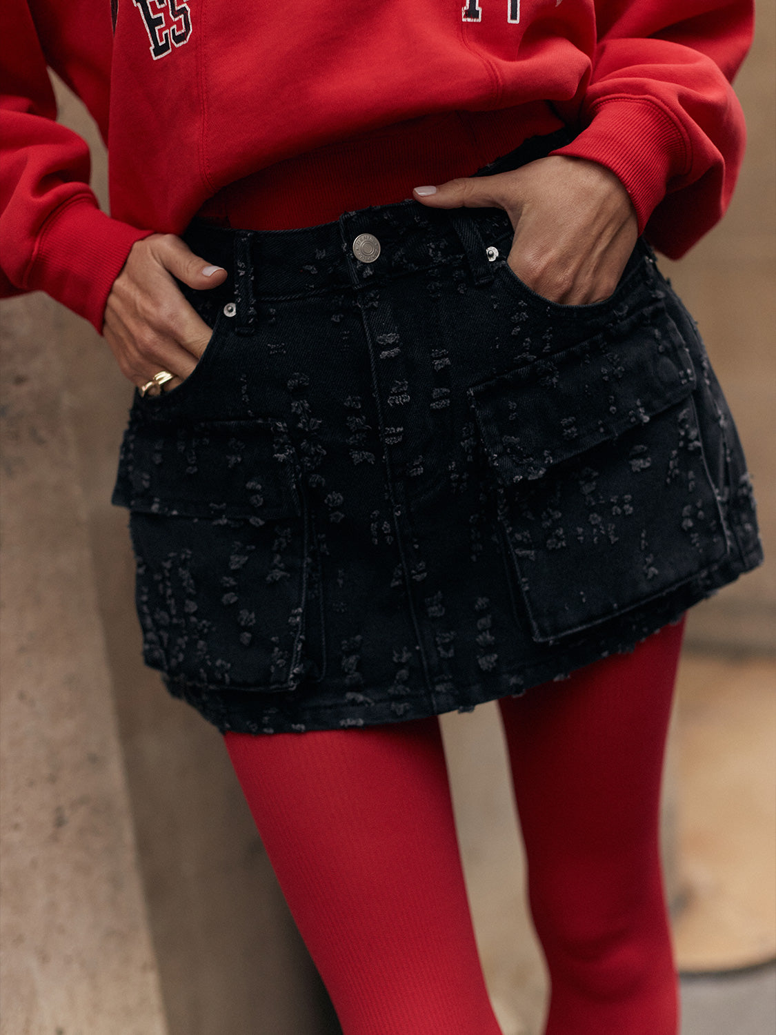 Blossom Denim Mini Skirt - Charcoal Wash