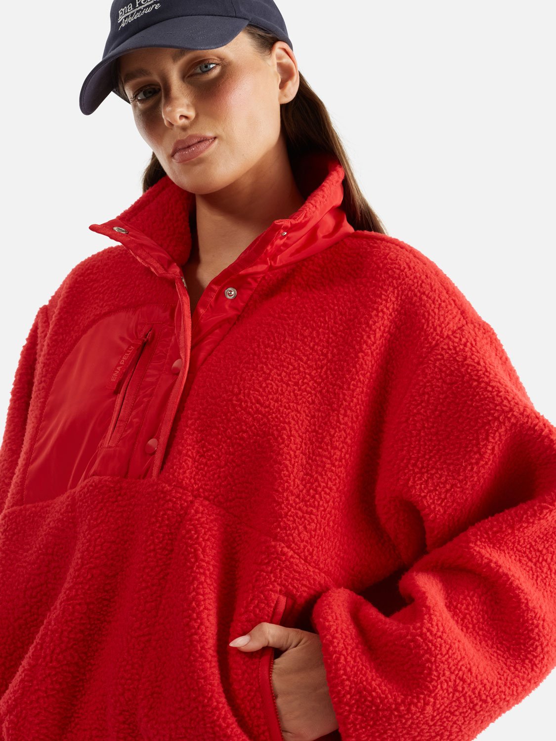 Athleisure Teddy Pullover - Cherry Red