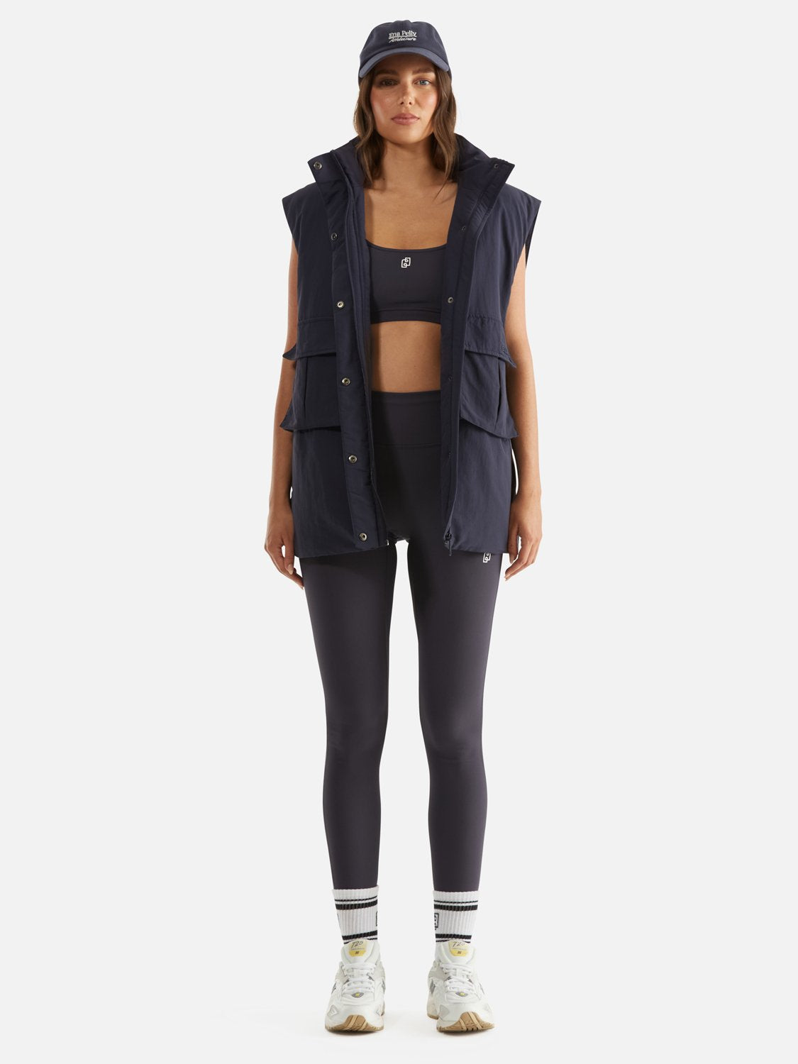 Athleisure Oversized Puffer Vest - Navy