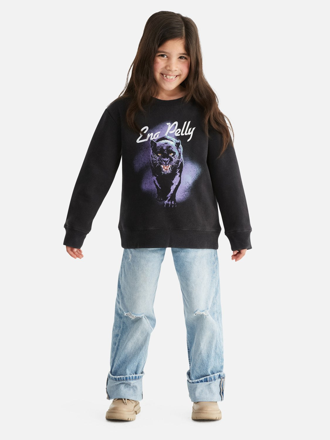 Kids Panther Sweater - Washed Black
