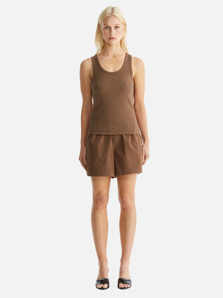 Kendall Monogram Tank - Cocoa