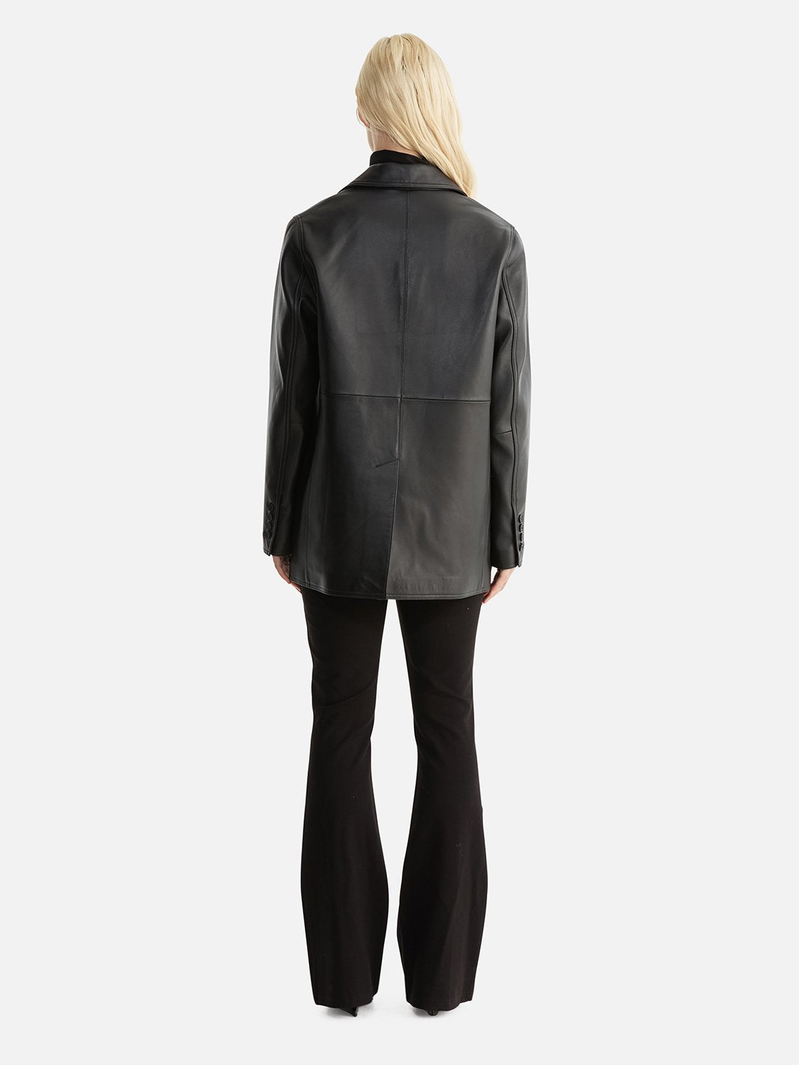 Charlotte Oversized Leather Blazer - Black