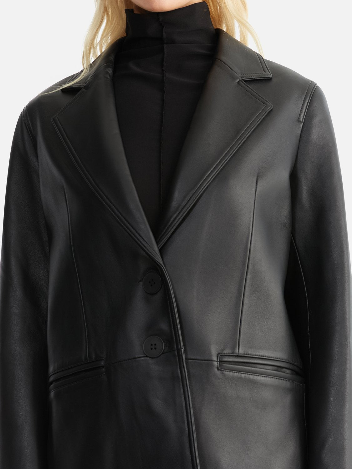 Charlotte Oversized Leather Blazer - Black