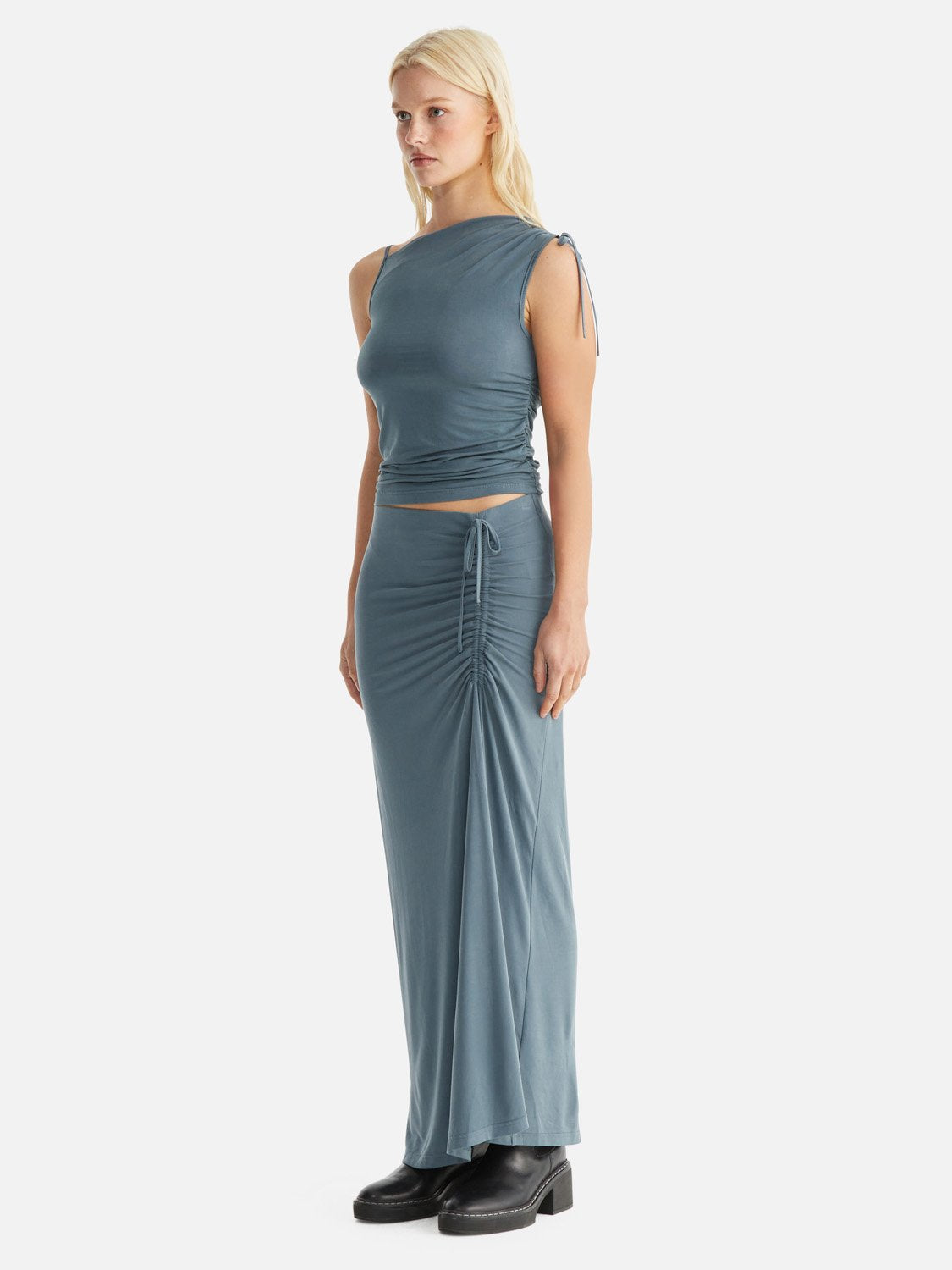 Joey Ruched Midi Skirt - Teal
