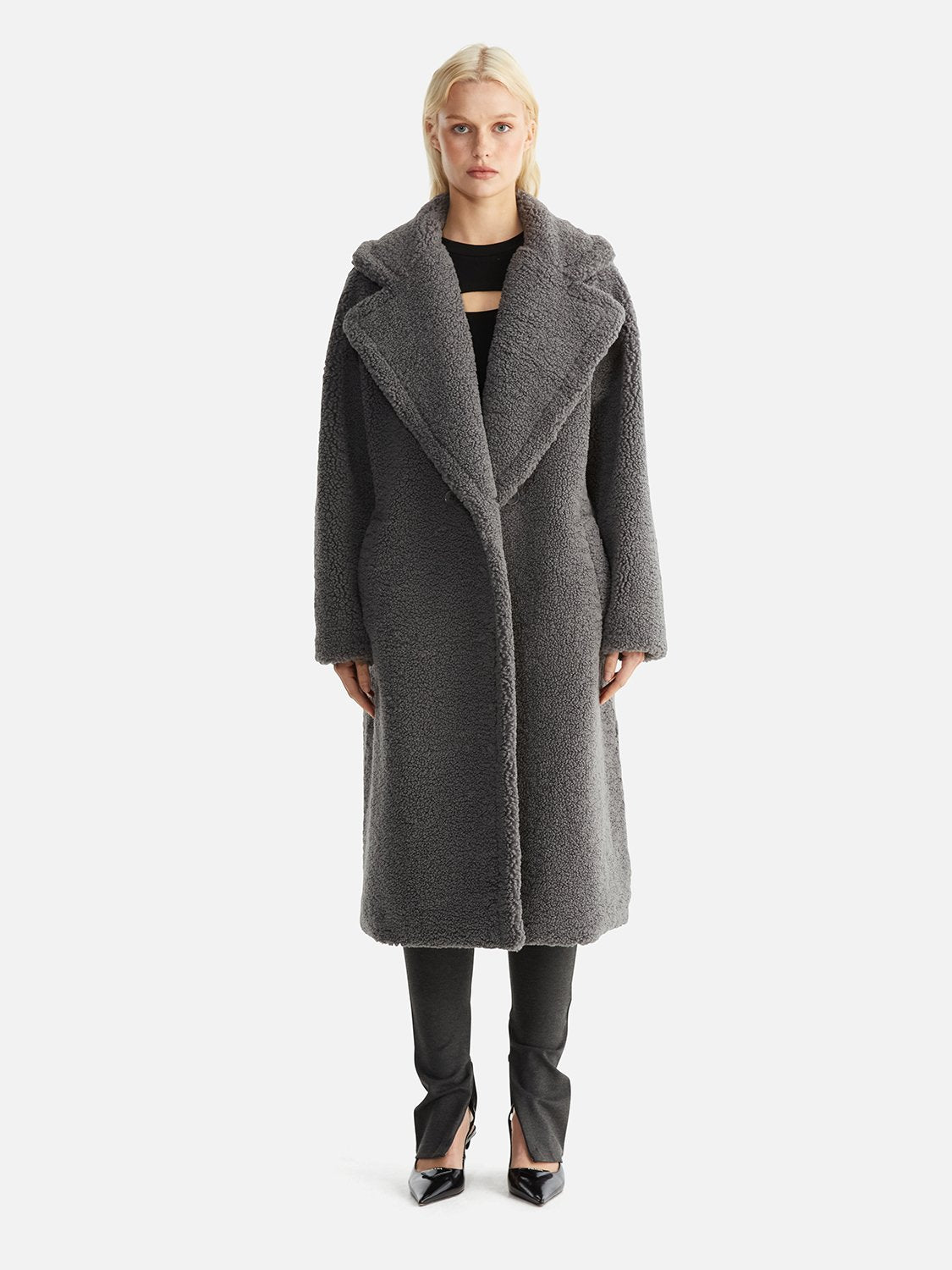 Evan Faux Fur Jacket - Charcoal