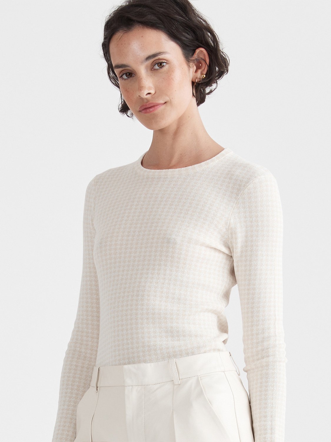 Willow Sheer Knit Top - Houndstooth