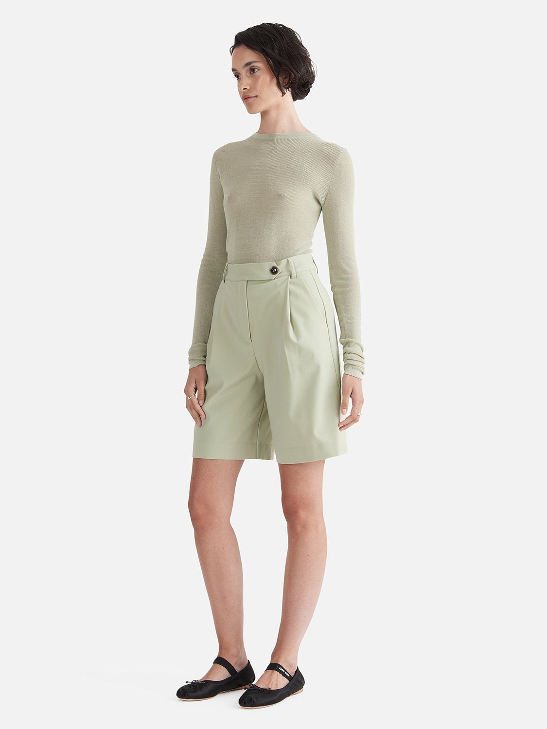 Willow Sheer Knit Top - Sage