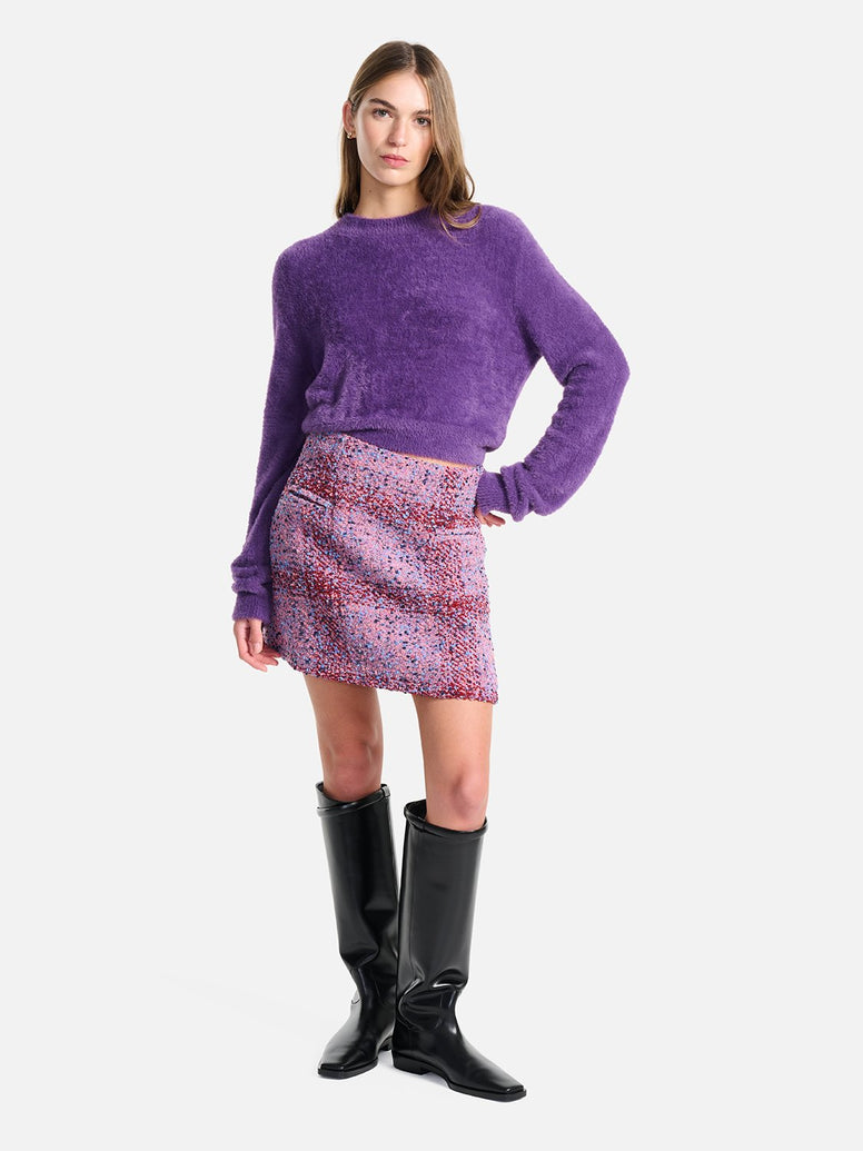 Neve Wool Mini Skirt - Meadow Violet Tweed