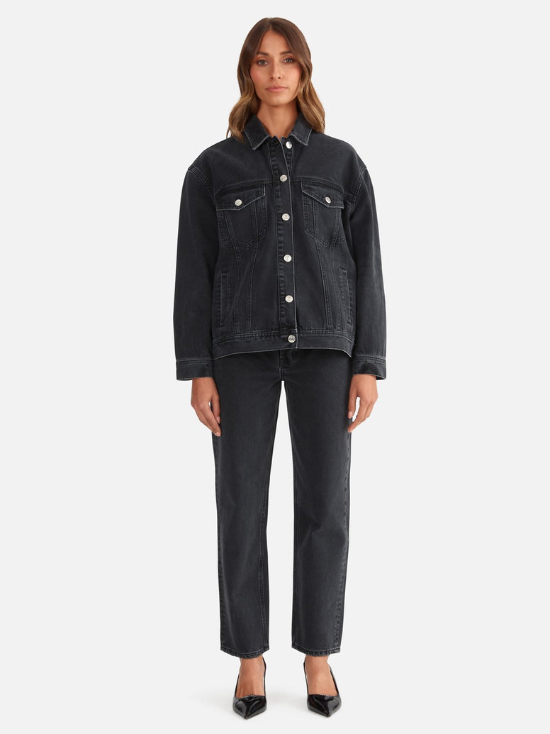 Amy Oversized Jacket - Washed Black Rigid