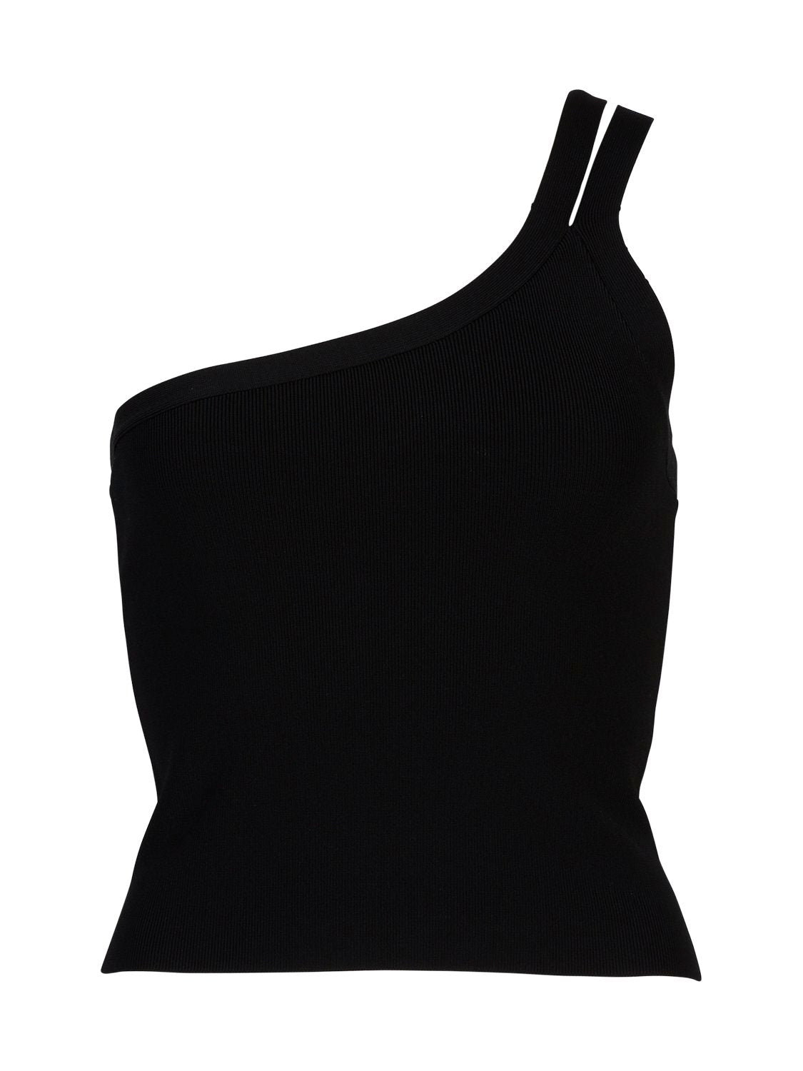 Evie Luxe Asymmetric Knit Tank - Black