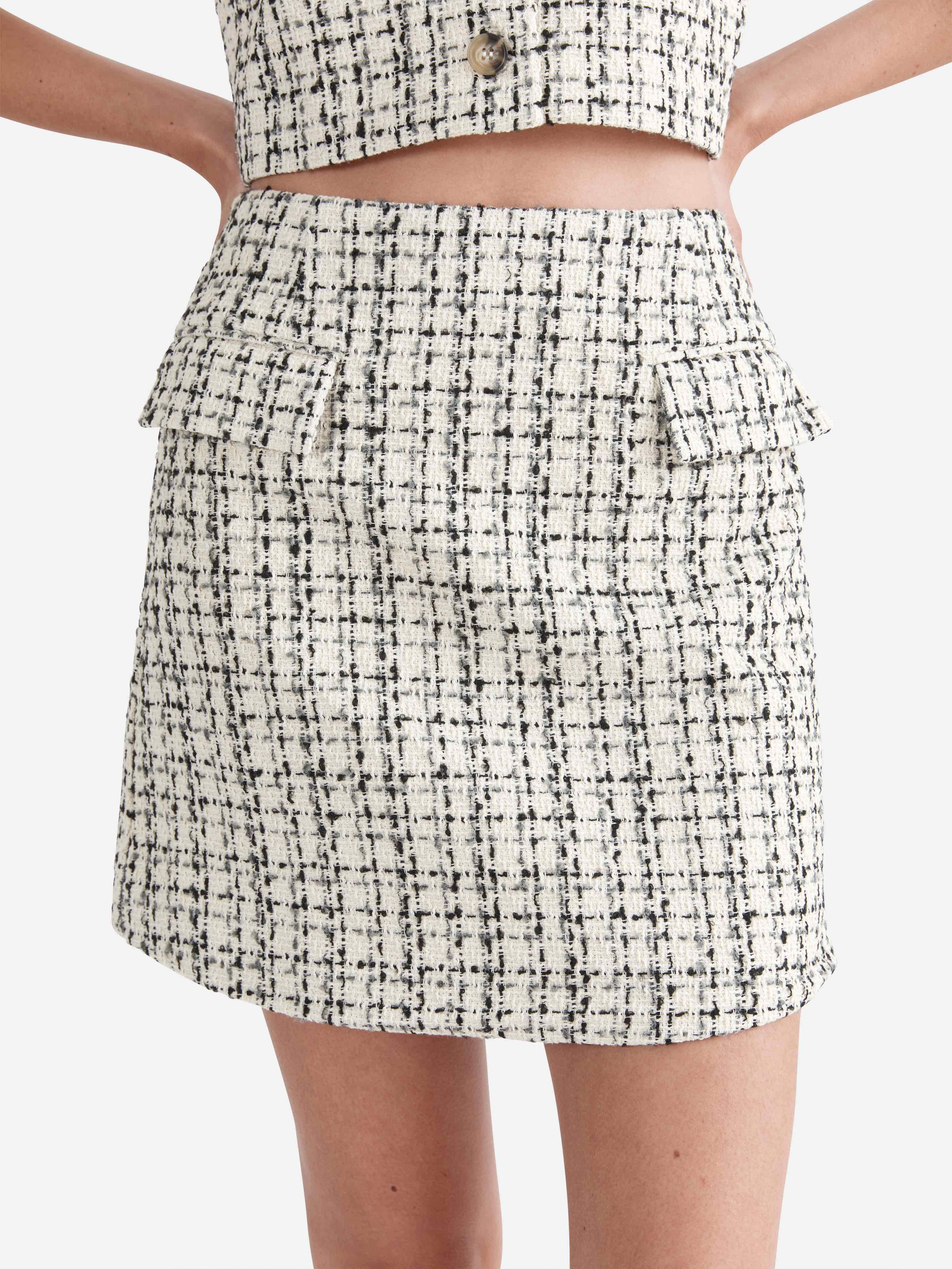 Tully Tweed Mini Skirt - White/ Black Fleck